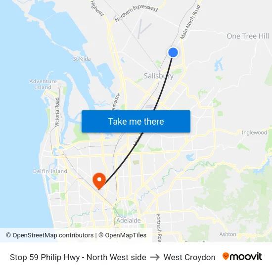 Stop 59 Philip Hwy - North West side to West Croydon map