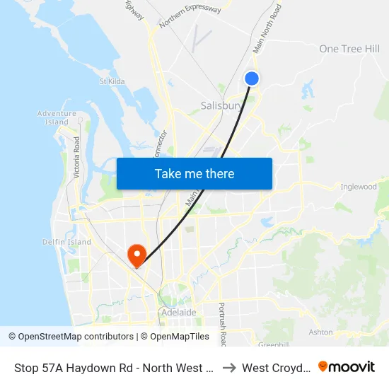 Stop 57A Haydown Rd - North West side to West Croydon map