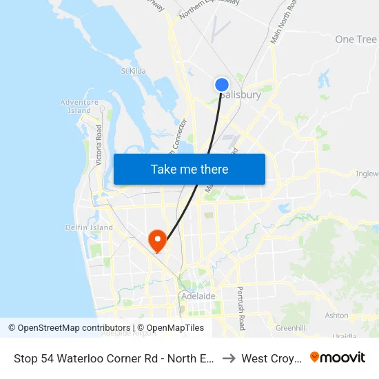 Stop 54 Waterloo Corner Rd - North East side to West Croydon map
