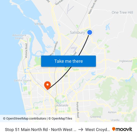 Stop 51 Main North Rd - North West side to West Croydon map