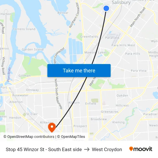Stop 45 Winzor St - South East side to West Croydon map