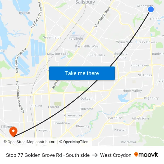 Stop 77 Golden Grove Rd - South side to West Croydon map