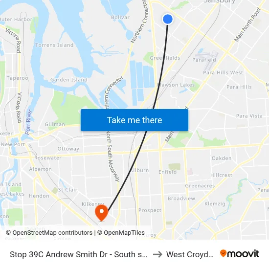 Stop 39C Andrew Smith Dr - South side to West Croydon map