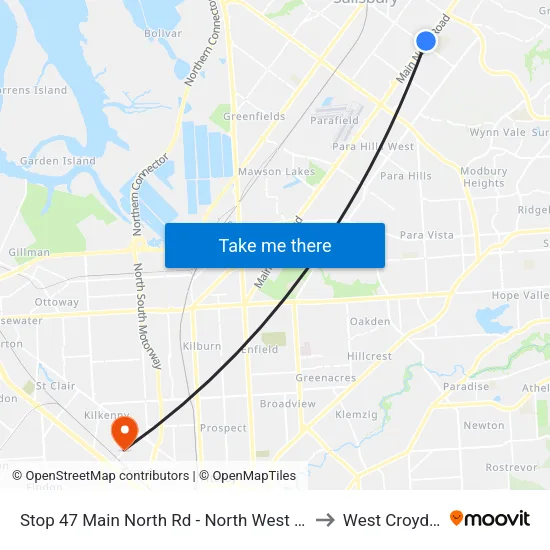 Stop 47 Main North Rd - North West side to West Croydon map