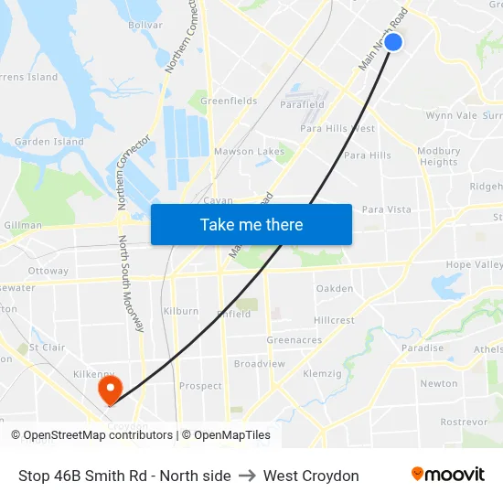 Stop 46B Smith Rd - North side to West Croydon map