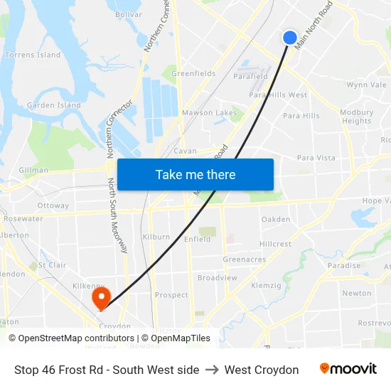 Stop 46 Frost Rd - South West side to West Croydon map