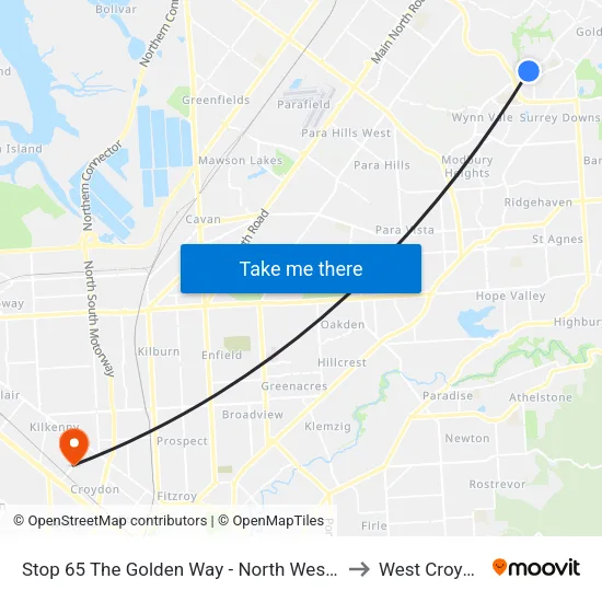 Stop 65 The Golden Way - North West side to West Croydon map