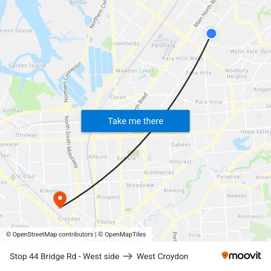 Stop 44 Bridge Rd - West side to West Croydon map