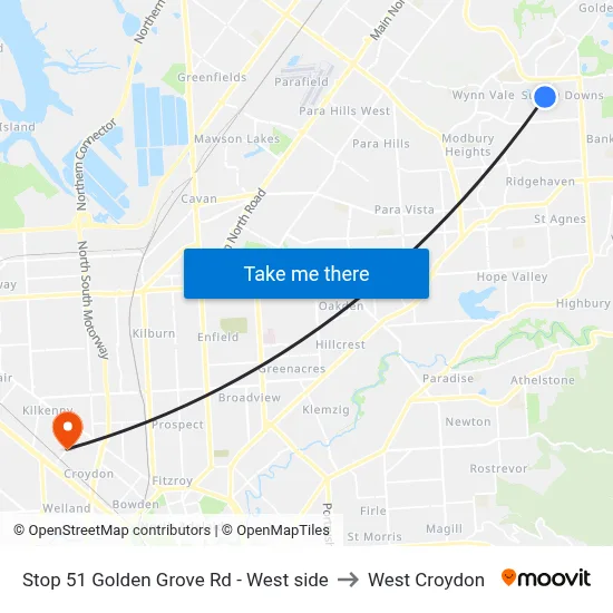 Stop 51 Golden Grove Rd - West side to West Croydon map