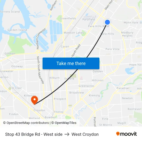 Stop 43 Bridge Rd - West side to West Croydon map