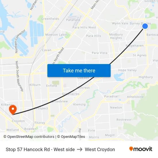 Stop 57 Hancock Rd - West side to West Croydon map