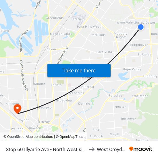 Stop 60 Illyarrie Ave - North West side to West Croydon map