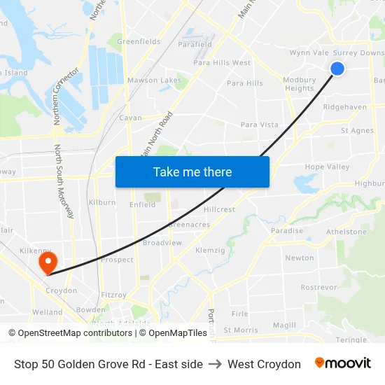 Stop 50 Golden Grove Rd - East side to West Croydon map