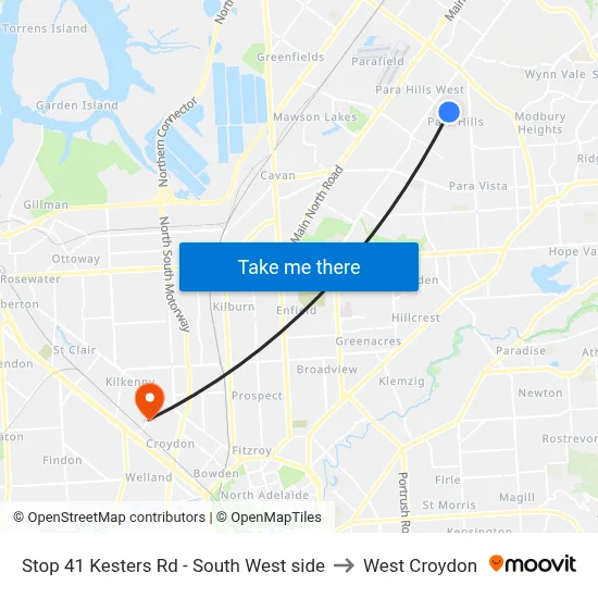 Stop 41 Kesters Rd - South West side to West Croydon map