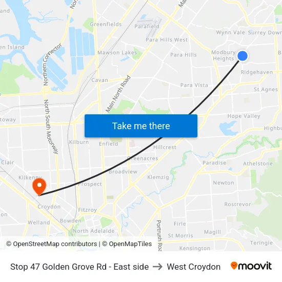 Stop 47 Golden Grove Rd - East side to West Croydon map