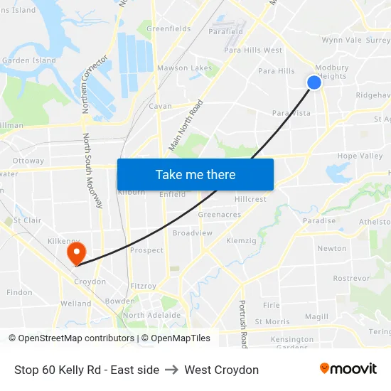Stop 60 Kelly Rd - East side to West Croydon map