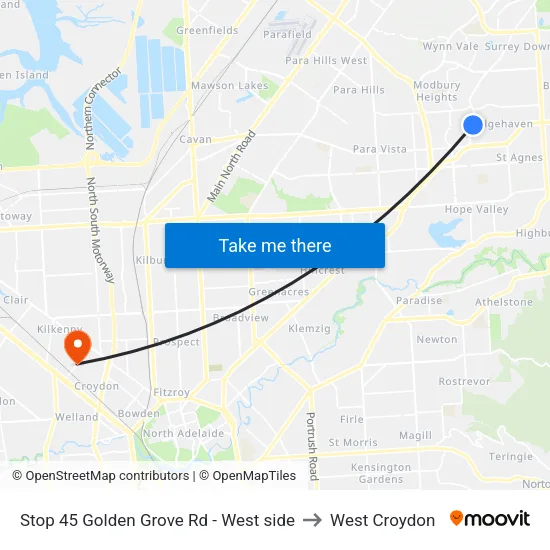 Stop 45 Golden Grove Rd - West side to West Croydon map