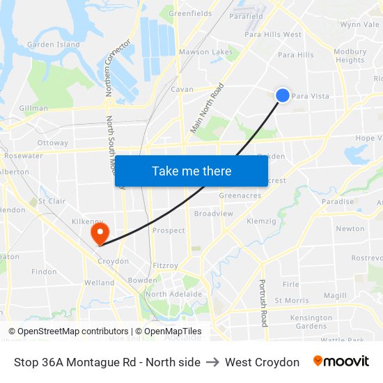 Stop 36A Montague Rd - North side to West Croydon map