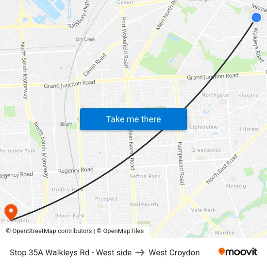 Stop 35A Walkleys Rd - West side to West Croydon map