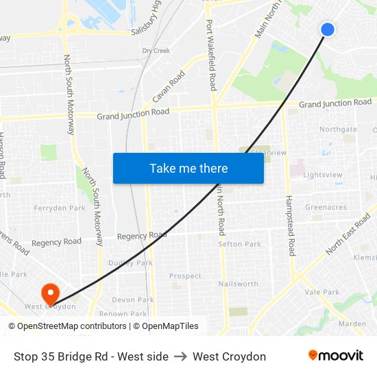 Stop 35 Bridge Rd - West side to West Croydon map