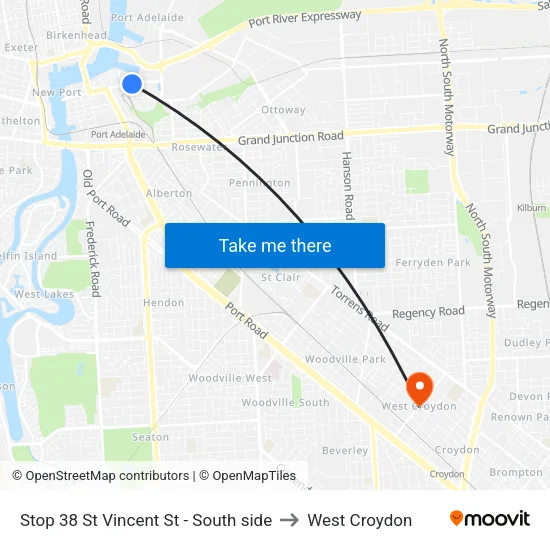 Stop 38 St Vincent St - South side to West Croydon map
