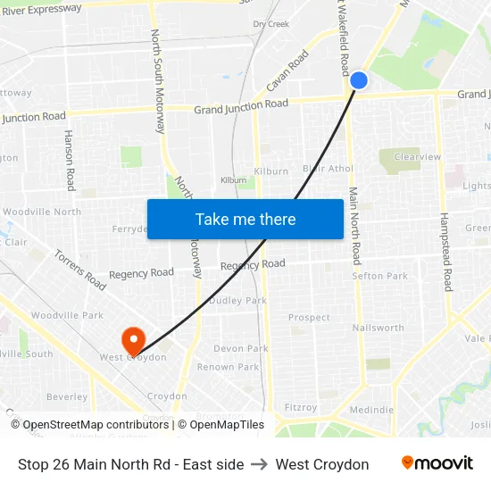 Stop 26 Main North Rd - East side to West Croydon map