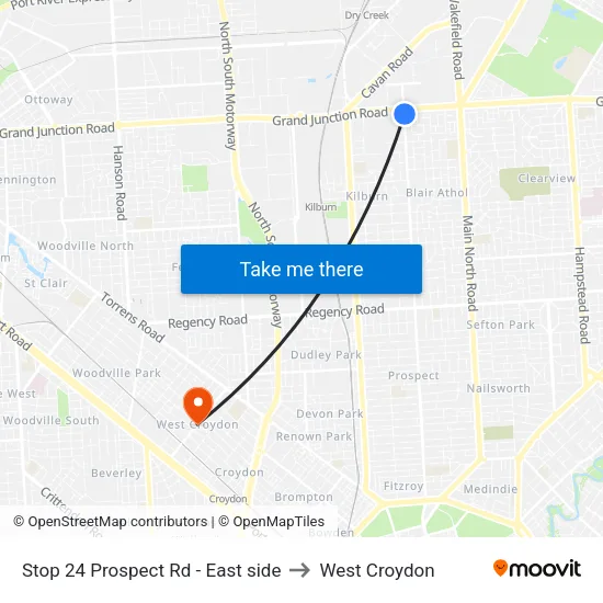 Stop 24 Prospect Rd - East side to West Croydon map