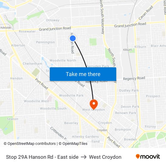 Stop 29A Hanson Rd - East side to West Croydon map