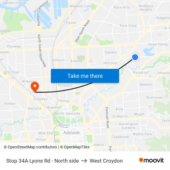 Stop 34A Lyons Rd - North side to West Croydon map