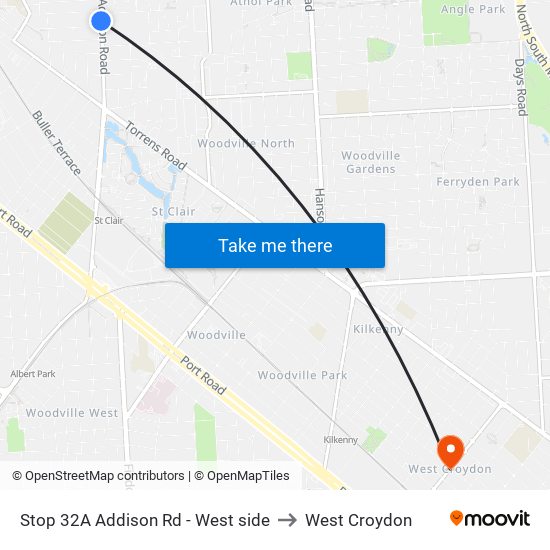 Stop 32A Addison Rd - West side to West Croydon map