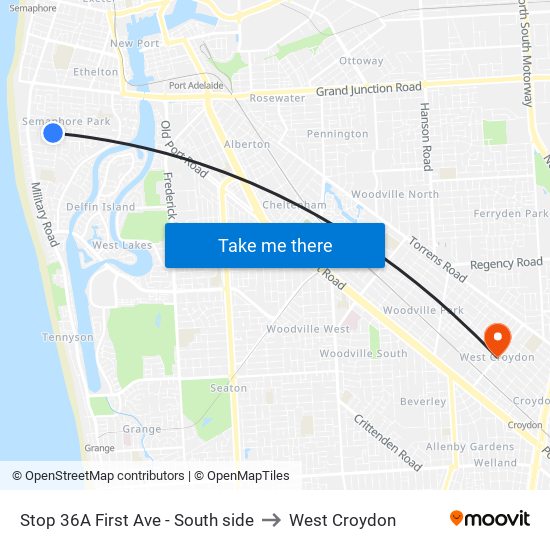 Stop 36A First Ave - South side to West Croydon map