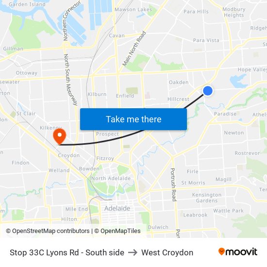 Stop 33C Lyons Rd - South side to West Croydon map