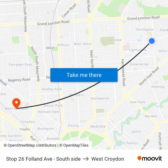 Stop 26 Folland Ave - South side to West Croydon map