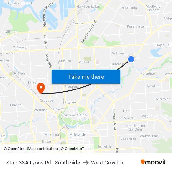 Stop 33A Lyons Rd - South side to West Croydon map