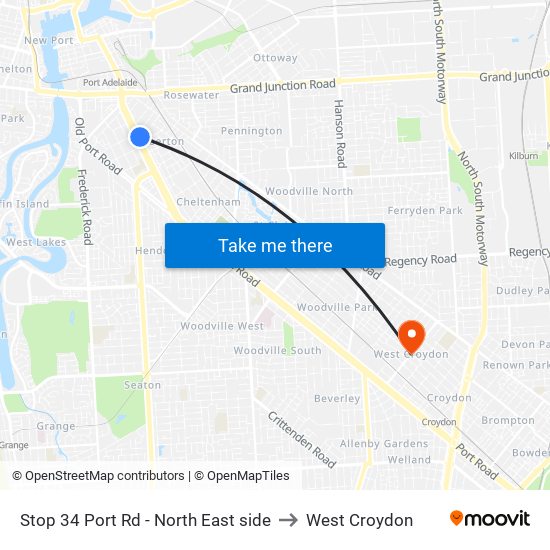 Stop 34 Port Rd - North East side to West Croydon map