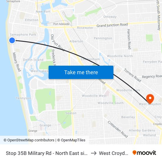 Stop 35B Military Rd - North East side to West Croydon map