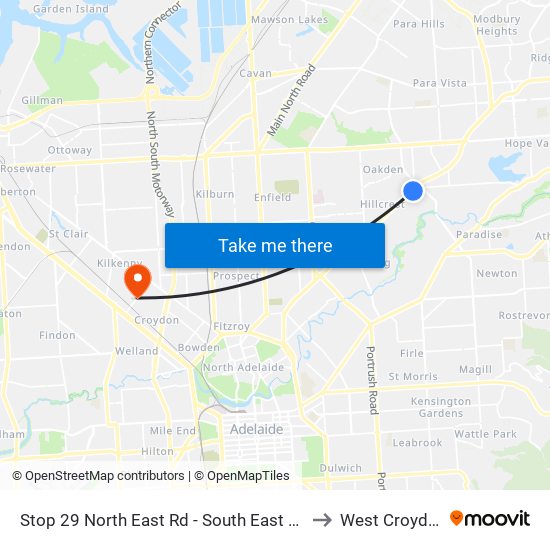 Stop 29 North East Rd - South East side to West Croydon map