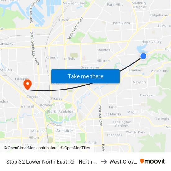 Stop 32 Lower North East Rd - North West side to West Croydon map