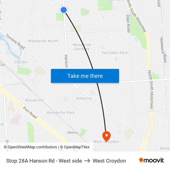 Stop 28A Hanson Rd - West side to West Croydon map