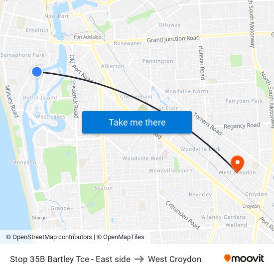 Stop 35B Bartley Tce - East side to West Croydon map