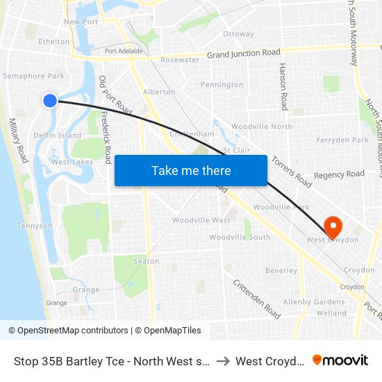 Stop 35B Bartley Tce - North West side to West Croydon map