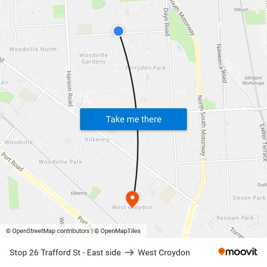 Stop 26 Trafford St - East side to West Croydon map