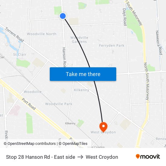 Stop 28 Hanson Rd - East side to West Croydon map