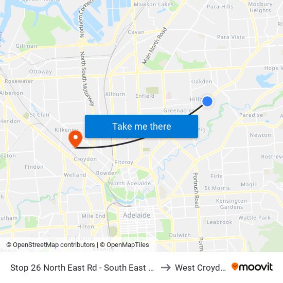 Stop 26 North East Rd - South East side to West Croydon map