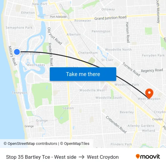 Stop 35 Bartley Tce - West side to West Croydon map