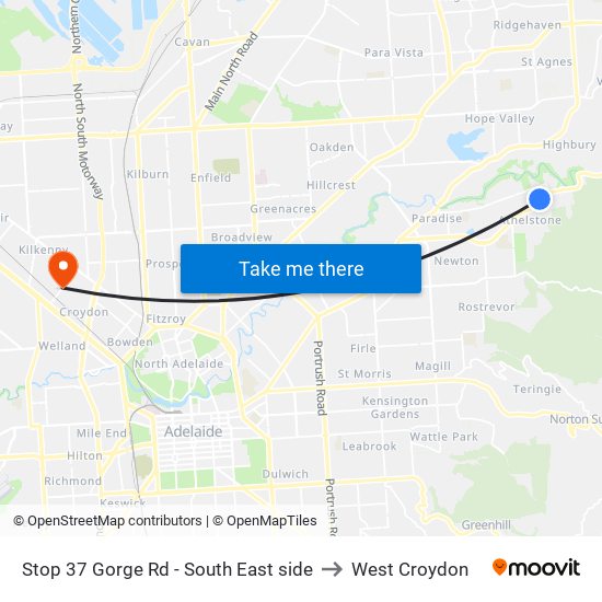 Stop 37 Gorge Rd - South East side to West Croydon map