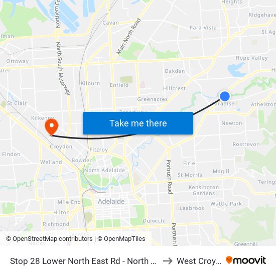 Stop 28 Lower North East Rd - North West side to West Croydon map