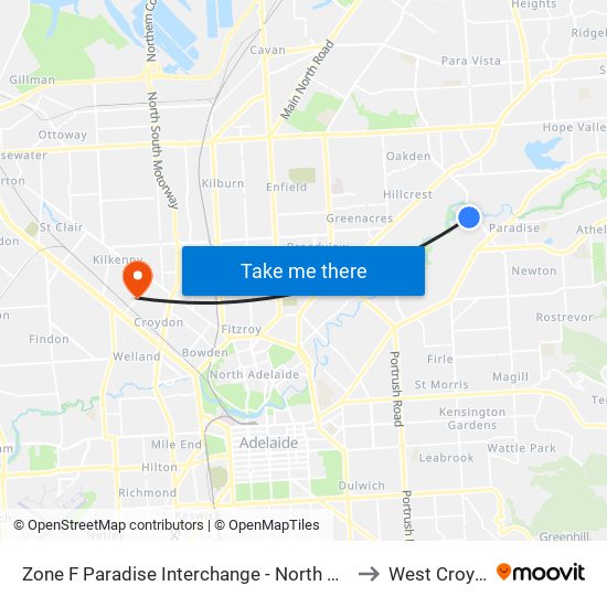 Zone F Paradise Interchange - North West side to West Croydon map