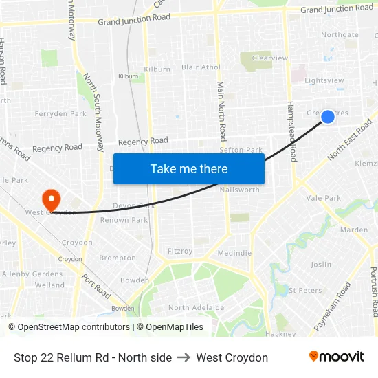Stop 22 Rellum Rd - North side to West Croydon map