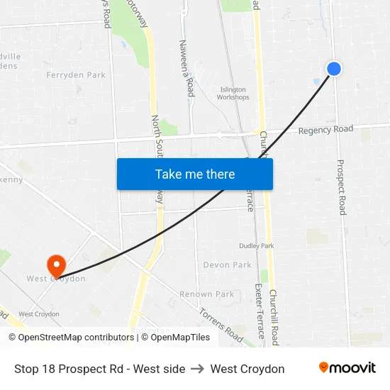 Stop 18 Prospect Rd - West side to West Croydon map